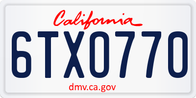 CA license plate 6TXO770