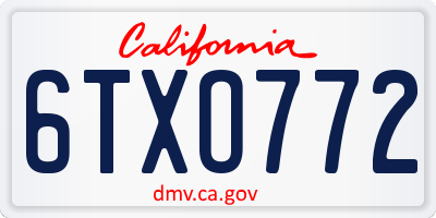CA license plate 6TXO772