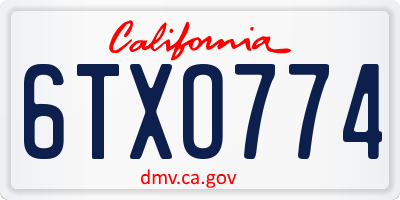 CA license plate 6TXO774