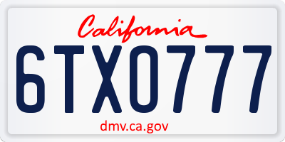 CA license plate 6TXO777