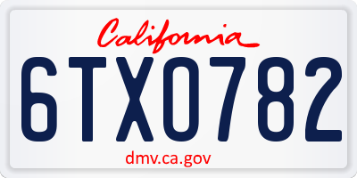 CA license plate 6TXO782