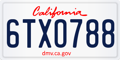 CA license plate 6TXO788