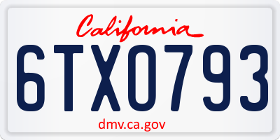 CA license plate 6TXO793
