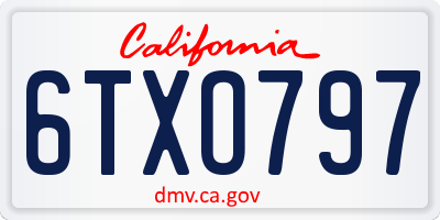 CA license plate 6TXO797