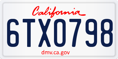 CA license plate 6TXO798