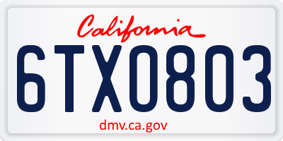 CA license plate 6TXO803