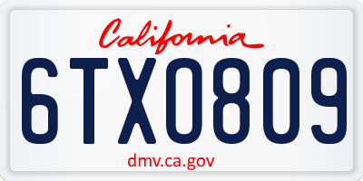 CA license plate 6TXO809