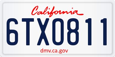 CA license plate 6TXO811