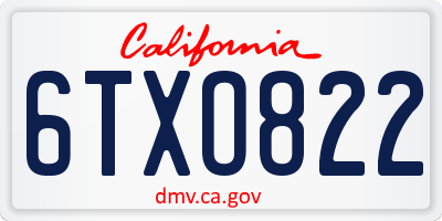 CA license plate 6TXO822
