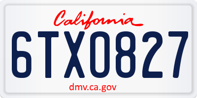 CA license plate 6TXO827