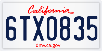 CA license plate 6TXO835