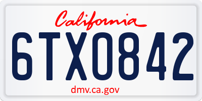 CA license plate 6TXO842