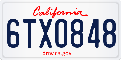 CA license plate 6TXO848