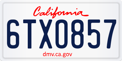 CA license plate 6TXO857