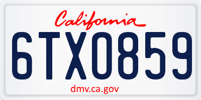 CA license plate 6TXO859