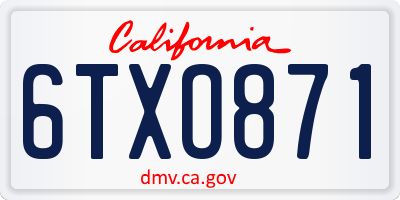 CA license plate 6TXO871