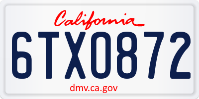 CA license plate 6TXO872