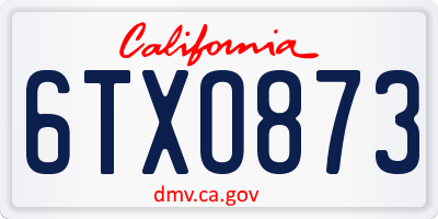 CA license plate 6TXO873