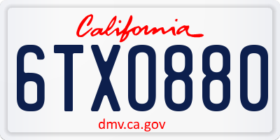 CA license plate 6TXO880