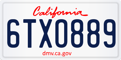 CA license plate 6TXO889
