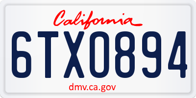 CA license plate 6TXO894