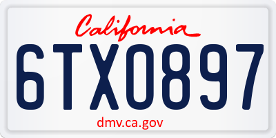 CA license plate 6TXO897