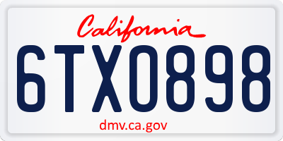 CA license plate 6TXO898