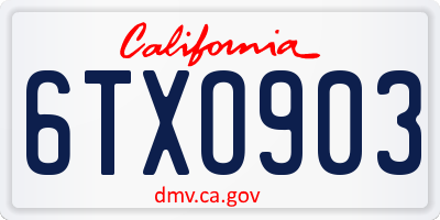 CA license plate 6TXO903