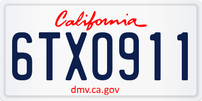 CA license plate 6TXO911