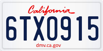 CA license plate 6TXO915