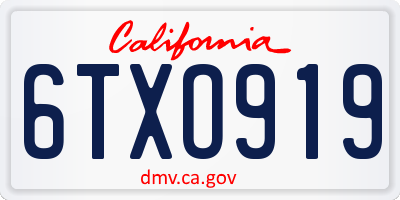CA license plate 6TXO919