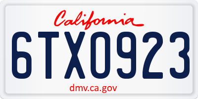 CA license plate 6TXO923