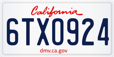 CA license plate 6TXO924