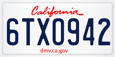 CA license plate 6TXO942