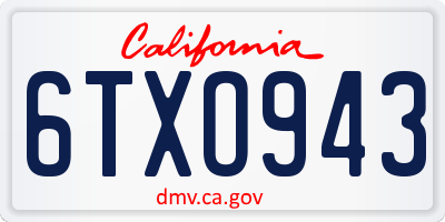 CA license plate 6TXO943