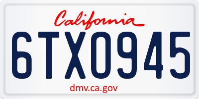 CA license plate 6TXO945