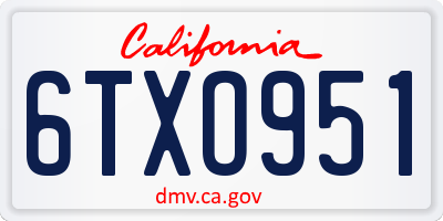 CA license plate 6TXO951