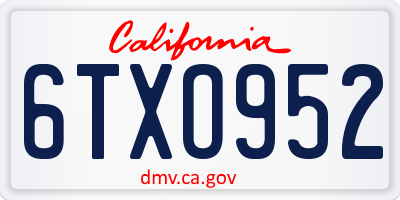 CA license plate 6TXO952