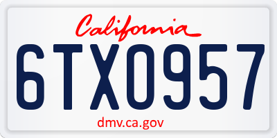 CA license plate 6TXO957