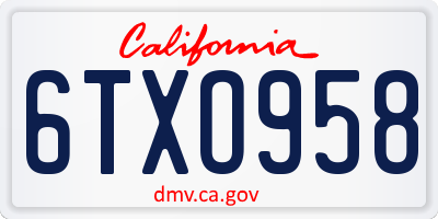 CA license plate 6TXO958