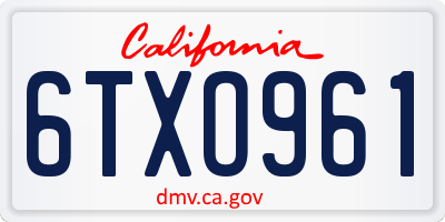 CA license plate 6TXO961
