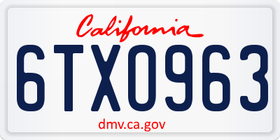 CA license plate 6TXO963