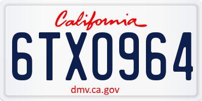CA license plate 6TXO964