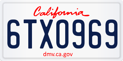CA license plate 6TXO969