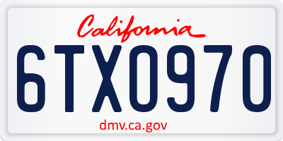 CA license plate 6TXO970