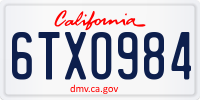 CA license plate 6TXO984