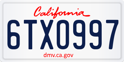 CA license plate 6TXO997