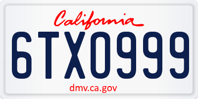 CA license plate 6TXO999