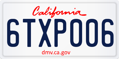 CA license plate 6TXP006