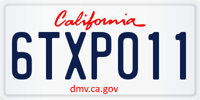 CA license plate 6TXP011